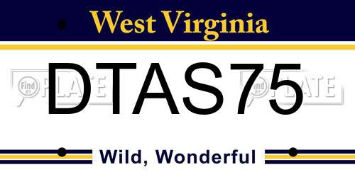 DTAS75 West Virginia License Plate
