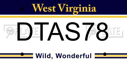 DTAS78 West Virginia License Plate