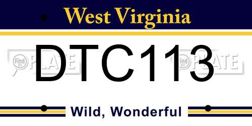 DTC113 West Virginia License Plate