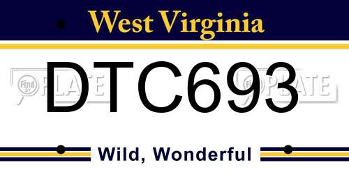 DTC693 West Virginia License Plate