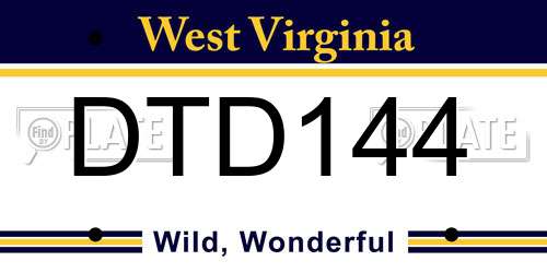 DTD144 West Virginia License Plate