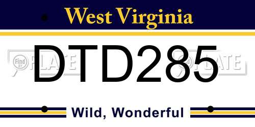 DTD285 West Virginia License Plate