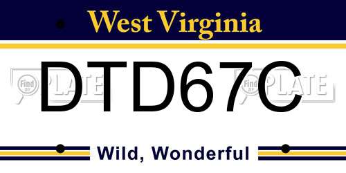 DTD67C West Virginia License Plate