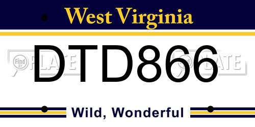 DTD866 West Virginia License Plate