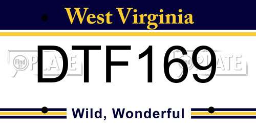 DTF169 West Virginia License Plate