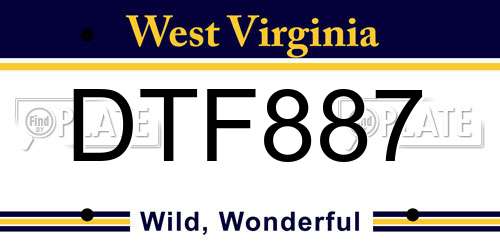DTF887 West Virginia License Plate