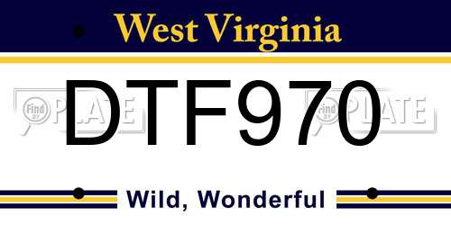 DTF970 West Virginia License Plate