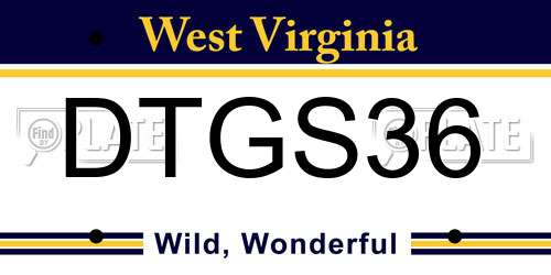 DTGS36 West Virginia License Plate