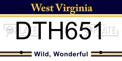 DTH651 West Virginia License Plate