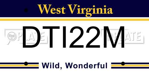 DTI22M West Virginia License Plate