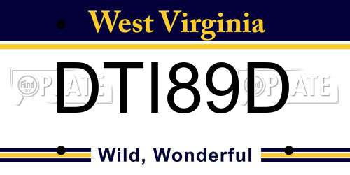 DTI89D West Virginia License Plate
