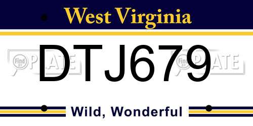 DTJ679 West Virginia License Plate