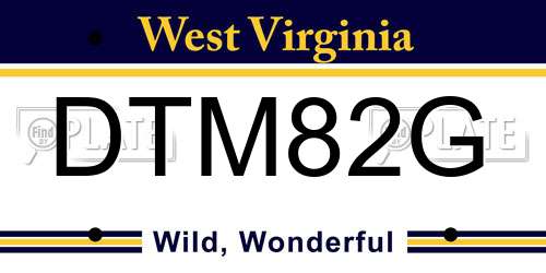 DTM82G West Virginia License Plate