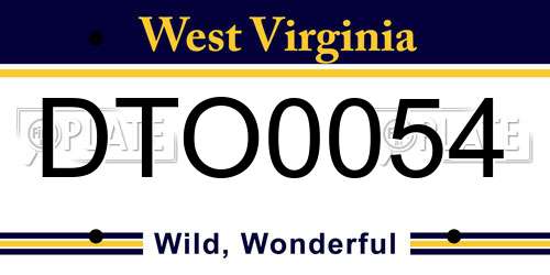 DTO0054 West Virginia License Plate