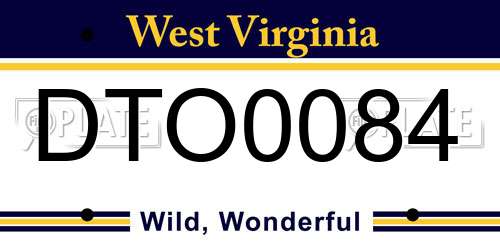 DTO0084 West Virginia License Plate