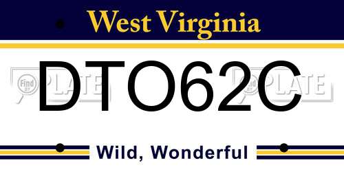 DTO62C West Virginia License Plate