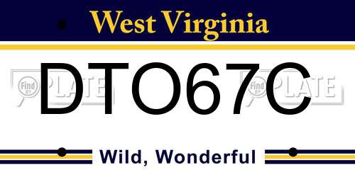 DTO67C West Virginia License Plate