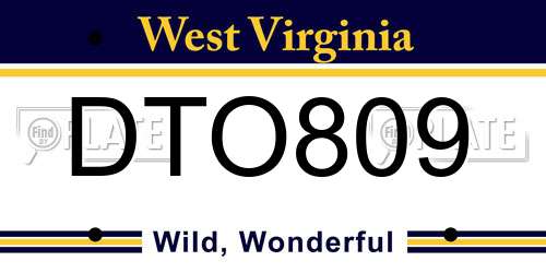 DTO809 West Virginia License Plate