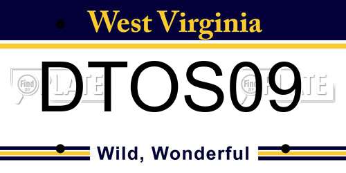 DTOS09 West Virginia License Plate