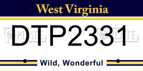 DTP2331 West Virginia License Plate