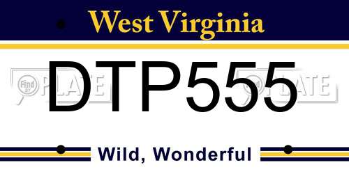 DTP555 West Virginia License Plate