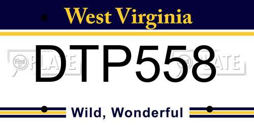 DTP558 West Virginia License Plate