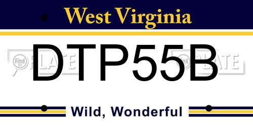 DTP55B West Virginia License Plate