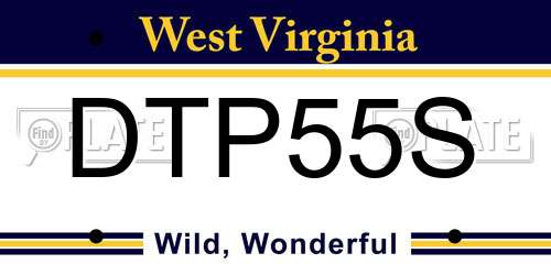 DTP55S West Virginia License Plate