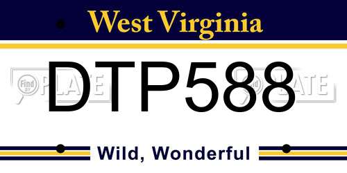 DTP588 West Virginia License Plate