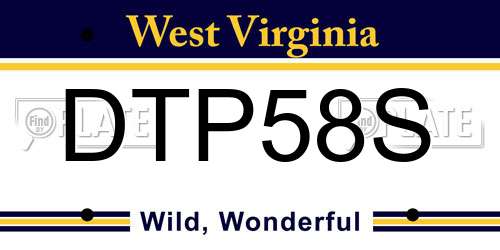 DTP58S West Virginia License Plate