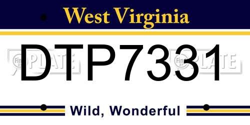 DTP7331 West Virginia License Plate