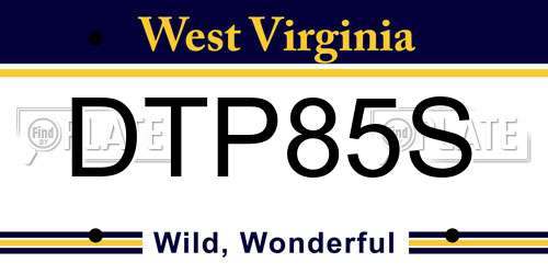 DTP85S West Virginia License Plate