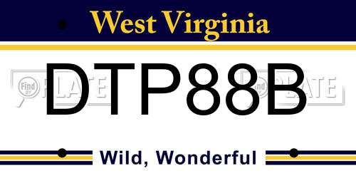 DTP88B West Virginia License Plate
