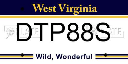 DTP88S West Virginia License Plate