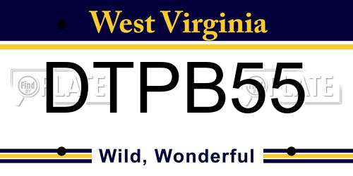 DTPB55 West Virginia License Plate