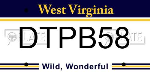 DTPB58 West Virginia License Plate