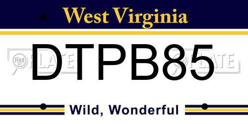 DTPB85 West Virginia License Plate