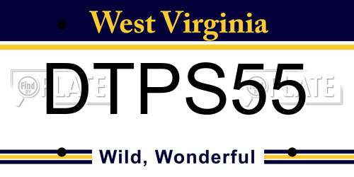 DTPS55 West Virginia License Plate
