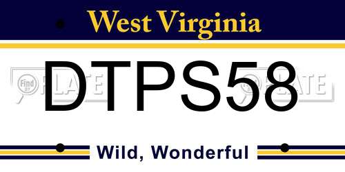 DTPS58 West Virginia License Plate