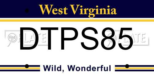 DTPS85 West Virginia License Plate