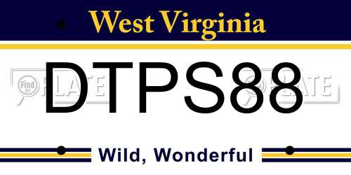 DTPS88 West Virginia License Plate