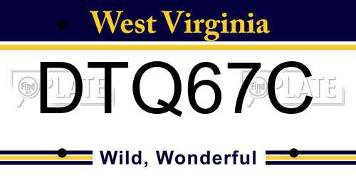DTQ67C West Virginia License Plate