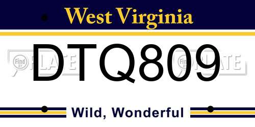 DTQ809 West Virginia License Plate