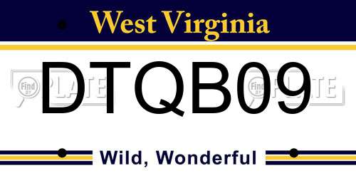 DTQB09 West Virginia License Plate
