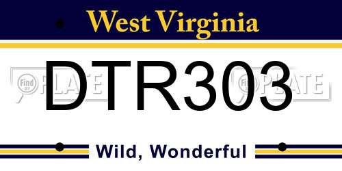 DTR303 West Virginia License Plate