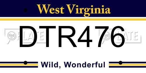 DTR476 West Virginia License Plate