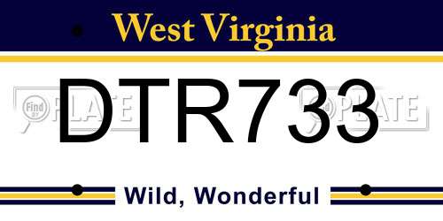 DTR733 West Virginia License Plate
