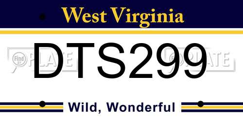DTS299 West Virginia License Plate