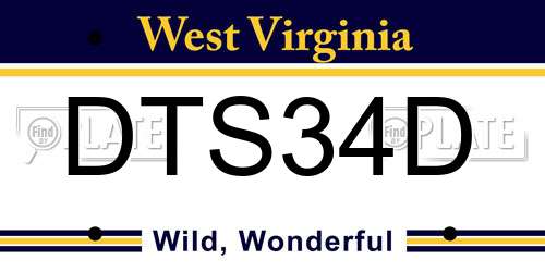 DTS34D West Virginia License Plate