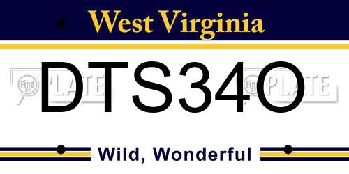 DTS34O West Virginia License Plate